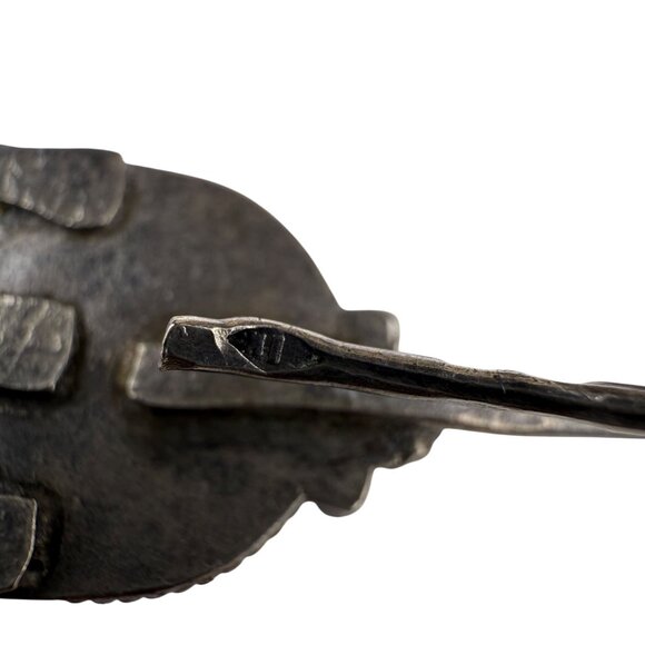 Vintage Kabyle Tribal Silver Dangle Earrings Orange Glass & Enamel - Picture 3 of 4